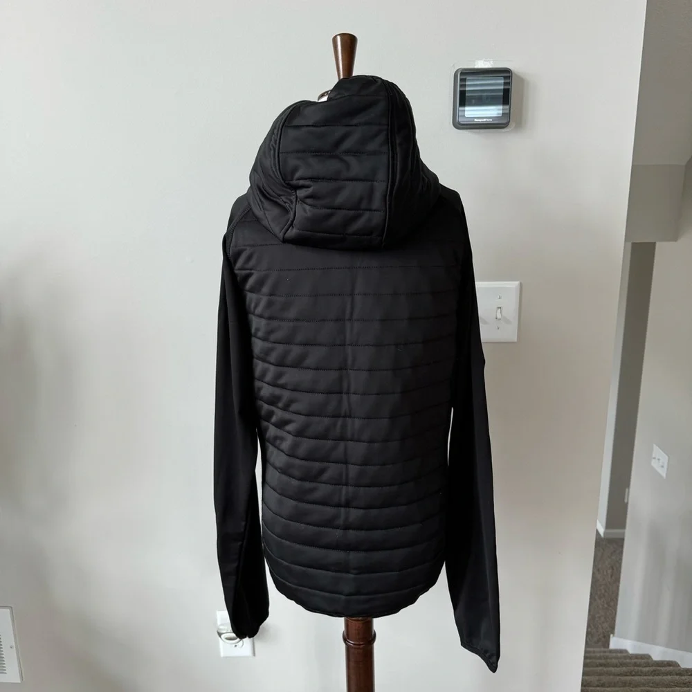 Zyia Shiny Quilted Full Zip Hooded Light-Weight Athletic Jacket